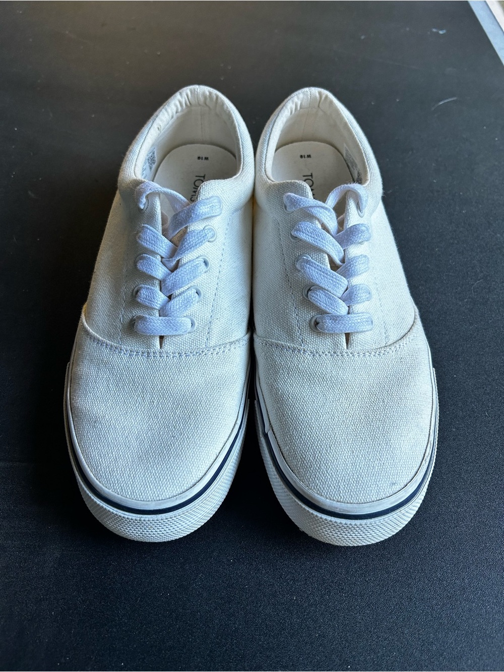 Toms White Canvas Lace-Up Athletic Sneakers